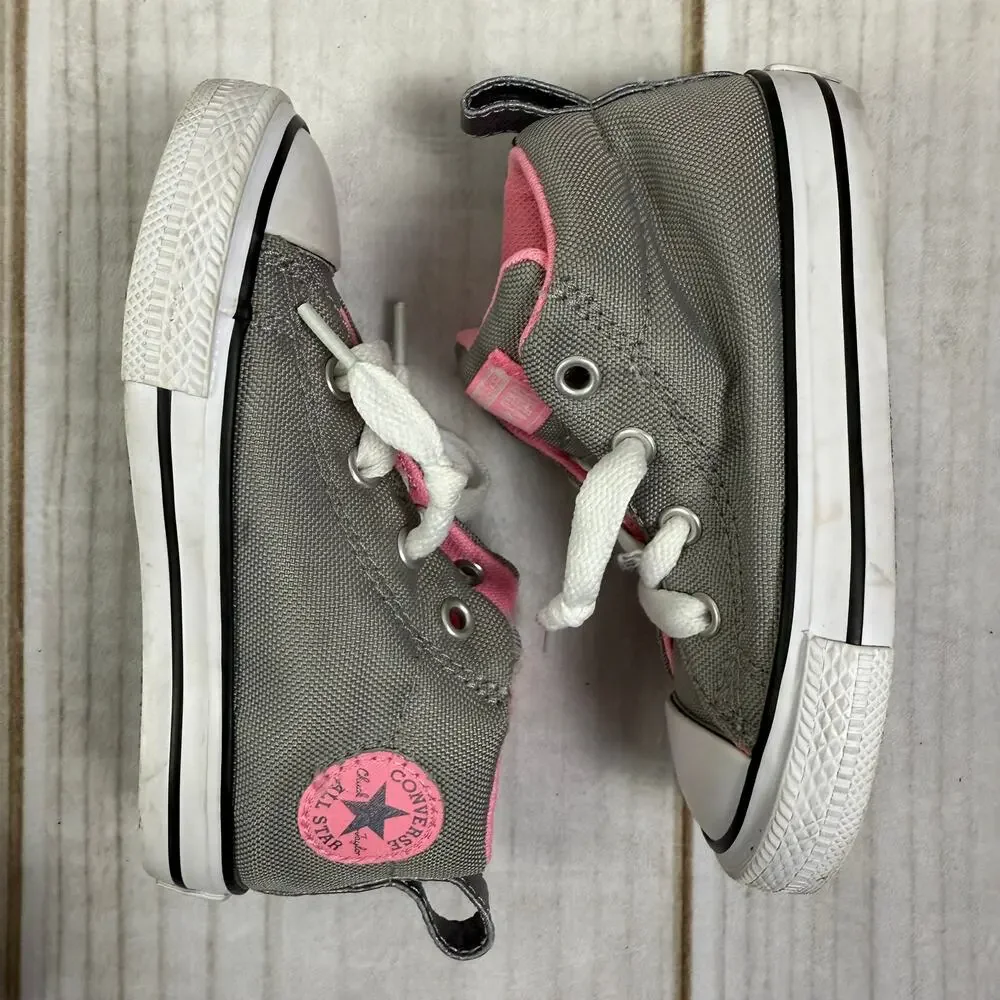 Kids Converse‎ All Star Chuck Taylor High Top Sneakers Gray Pink Toddler Size 7C